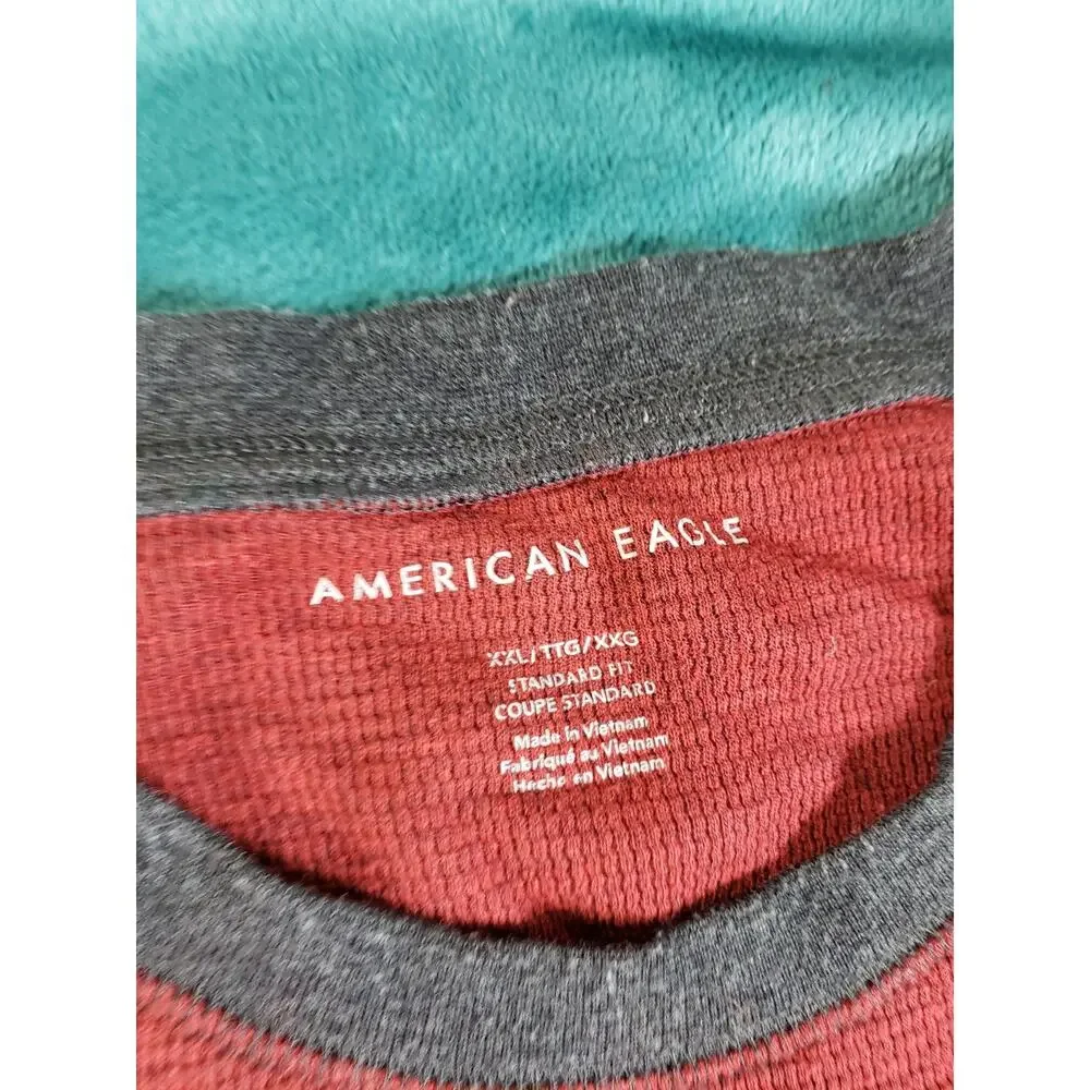 American Eagle Shirt Size 2XL XXL Mens Red Long Sleeve Thermal Winter Logo